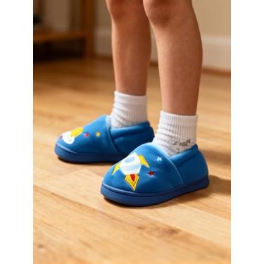 Imagem de Pantufas quentes para meninas, meninos, crianças, crianças, inverno, uso interno, casa, sapatos, Azul, 10-11 Toddler