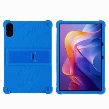 Imagem de QYiiD Capa para Xiaomi Redmi Pad 2 11 polegadas 2025, capa de silicone leve para crianças com suporte dobrável para Xiaomi Redmi Pad 2 11 polegadas, azul