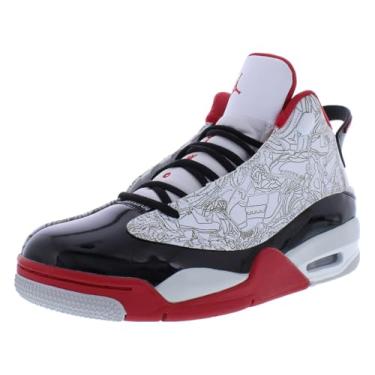 Imagem de Nike Tênis de basquete masculino, tamanho 43, Branco Preto Neutro Cinza Vermelho Verdadeiro, 42