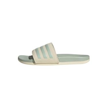 Imagem de adidas Sandália feminina Adilette Comfort Sportswear Slide, Wonder White/Linen Green Met./Linen Green Met., 34