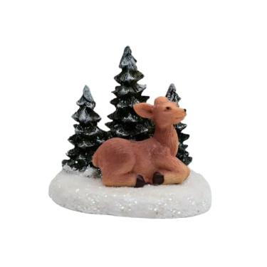 Imagem de Esquirla Estatueta de Natal de Animal Fofo, Estátua de Resina de Animal para Decoração de Mesa de Natal, Enfeite de Natal em Miniatura para Presente, Cervo