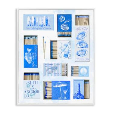 Imagem de Stupell Industries Blue Coastal Matchboxes arte giclée emoldurada cinza, design por Ziwei Li, 76 x 61 cm