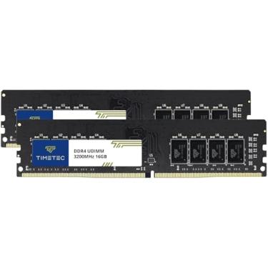 Imagem de Timetec Kit Premium 32GB (2x16GB) DDR4 3200MHz (ou 2933MHz ou 2666MHz) PC4-25600 Non-XMP CL22 1.2V Non-ECC Unbuffered 2Rx8 Dual Rank 288 Pin UDIMM Desktop PC Memória RAM Upgrade