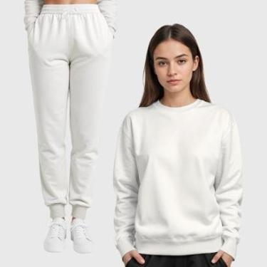 Imagem de Conjunto Moletom Gola Redonda e Calça Feminina Lisa Benellys-Feminino