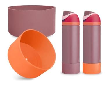 Imagem de Kaitiaki 2 peças de bota de silicone para garrafa de água FreeSip Owala 680 g, capa inferior antiderrapante resistente a arranhões, acessórios de garrafas esportivas protetoras, livre de BPA (Crochet