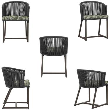 Imagem de 5 Cadeiras De Jantar Noronha Marrom Corda Náutica E5 Trama Preto