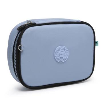 Imagem de Estojo Escolar Box Organizador Kika Quadrado Grande Feminino, Azul