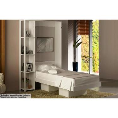 Imagem de Cama Solteiro Articulada Dobrável Multifuncional CM8013 Branco - Tecno Mobili