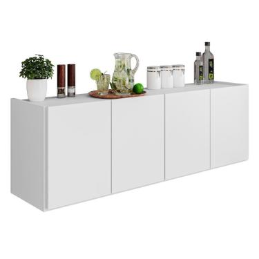 Imagem de Balcão De Cozinha Suspenso 118cm 4 Portas Monna Branco Z34 - Mpozenato