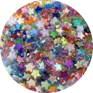 Imagem de Tingoons 450 peças de contas de acrílico em forma de estrela AB Colors contas espaçadoras de pônei soltas com orifício para fazer joias, colar, brinco, chaveiros, projetos DIY (multicoloridos)