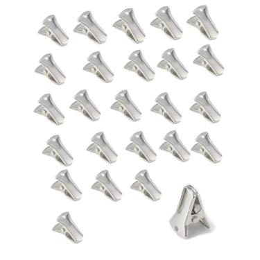 Imagem de 30 peças de clipes de jacaré de metal prateados, grampos de 2 x 0,7 cm, crachá antiderrapante para artesanato, papel, porta-crachás de identificação