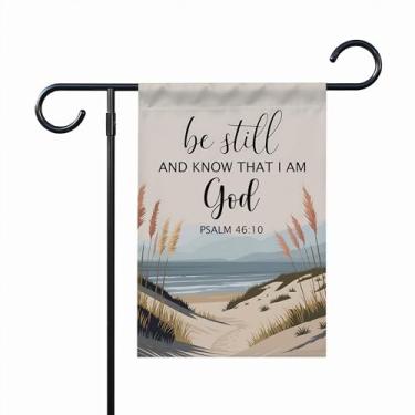 Imagem de Be Still And Know Psalm 46:10 Bandeira de jardim - Versículo bíblico das escrituras Bandeira religiosa - My House Christian - Presentes de bênção - Decoração ao ar livre e terraços de jardim - Banner