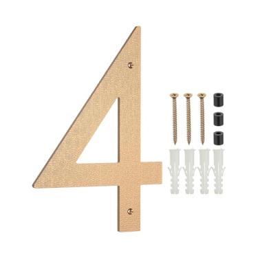 Imagem de PATIKIL Números de casa de 30,5 cm para o exterior, número 4 ABS textura de plástico flutuante número de casa moderna caixa de correio números de porta com kit de unhas para rua residencial ao ar