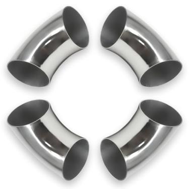 Imagem de Gorniloxam Tubo de cotovelo de exaustão OD 7,6 cm 90 graus (cotovelo curvado de mandril) SS304 curva de aço inoxidável adequado para tubo de cotovelo de exaustão modificado de carro, corrimão de