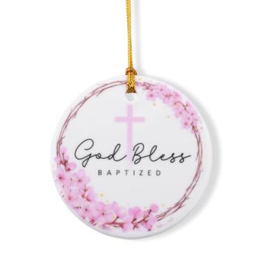 Imagem de Presentes de batismo para meninas, enfeites de batismo, decorações para meninas, Deus abençoe, enfeite batizado, cruz, festa de batismo, decoração pendurada, afilhada, ideias de presente de batismo