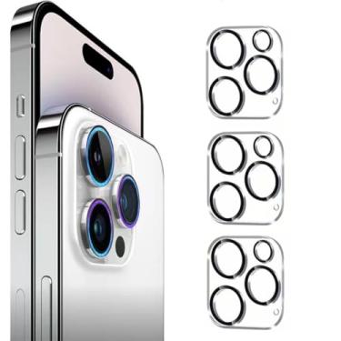 Imagem de Pacote com 3 protetores de lente de câmera de vidro temperado para iPhone 12 Pro 6,1 polegadas, Ultra HD, dureza 9H, antiarranhões, compatível com capas, fácil de instalar [Sem afetar fotos noturnas]