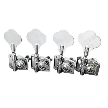 Imagem de Máquinas de afinação para baixo resistentes, pacote com 4 botões de pérola branca, engrenagem aberta cromada para baixo de 4 cordas