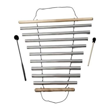 Imagem de Almencla Sino de Vento Educativo de 9 Tons para Mindfulness, Instrumento de Percussão, Carrilhão de Barras de Fileira Única para Ferramenta de Gestão de Sala, Prata
