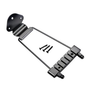Imagem de JWQFBC Ponte com Suporte para Cordas para Guitarras de 6 Cordas – Substituição Direta de Acessórios para Instrumentos Musicais, Como Guitarras Jazz Archtop, Preto