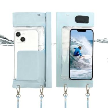 Imagem de GinNini Bolsa de celular à prova d'água à prova d'água para iPhone capa de celular à prova d'água com cordão pequena bolsa à prova d'água protetora de telefone à prova d'água para capa de telefone à