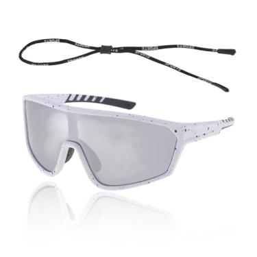 Imagem de TUCKBOLD 1 conjunto de óculos de sol de ciclismo anti-reflexo Tri-Acetil Cellulos PC UV400 Óculos de sol de ciclismo com lentes prateadas armação preta e branca