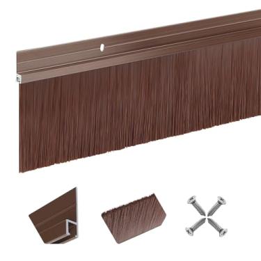 Imagem de Pacote com 5 escovas de porta | Vedação de alumínio marrom CEPIA de 7,1 cm x 99,8 cm para garagem, portas de enrolar e exteriores | Kit de decapagem para lacunas de até 7,6 cm | Instalação na parte
