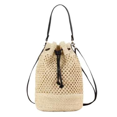 Imagem de BESTCHOICE Hub Bolsa de ombro de palha para mulheres, bolsa de tecido, envelope de praia, canudos, carteira