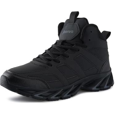 Imagem de Joomra Tênis masculino estiloso de cano alto inspirado no atletismo, X35 | Todo preto, 42