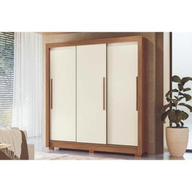 Imagem de Guarda Roupa Casal 3 Portas De Correr E 2 Gavetas C/ Pés Maringá Jatoba/areia - Santos Andirá