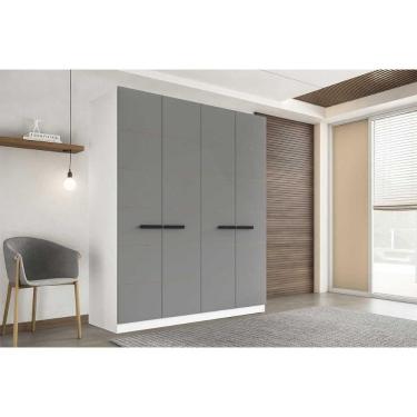 Imagem de Guarda Roupa Casal 4 Portas E 4 Gavetas Lisboa Branco/cinza - Politorno
