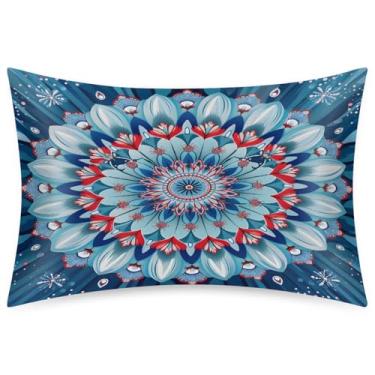 Imagem de Fronha Queen Size de cetim de seda para cabelo e pele, capa de almofada macia antiderrapante com arte mandala étnica com fecho de envelope para dormir mulheres homens crianças 50 x 76 cm 1 peça