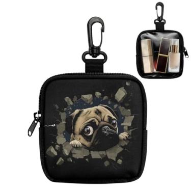 Imagem de Mini bolsa de moedas portátil para chaves, moedas, fone de ouvido e batom, bolsa leve para lanches para animais de estimação, Pug fofo, P