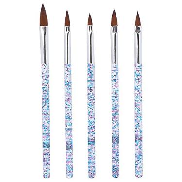 Imagem de Conjunto de escova de arte do prego profissional náilon cabelo 5 pçs portátil diy pintura do prego desenho escova kit para casa salão manicure