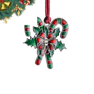 Imagem de Enfeites de Natal, enfeite de árvore de Natal de estanho sólido 2026 feito à mão de metal faça você mesmo, itens colecionáveis para árvores de Natal, festas em casa, presentes (homem de neve) (Bengala