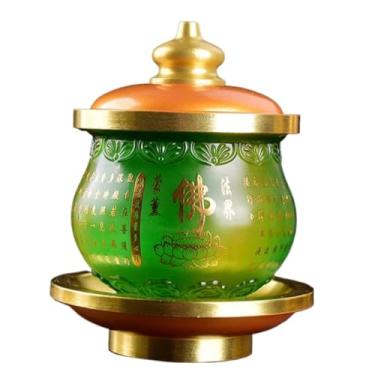 Imagem de FENNYYAR Budista Santuário Faça oferendas a Buda Copo de Água Benta, 10 cm 9,9 cm, Ornamento de Esmalte Colorido Doméstico Sutra Coração