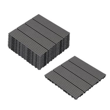 Imagem de Telhas de deck compostas, tapetes interligados com resistente ao desgaste antiderrapante para terraço terraço varanda 30 x 30 cm A3 10 peças