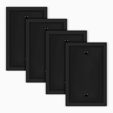 Imagem de Pacote com 4 placas de tomada em branco simples preto fosco clássico decorativo em branco placa de parede 1 placa de parede em branco