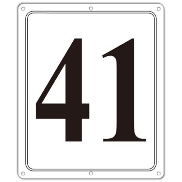 Imagem de i-CowFun Placa numerada de metal premium ao ar livre, refletiva 30,5 cm x 25,4 cm grandes placas numéricas de alumínio 41 para estacionamento, quadra de tênis, campo, armazém, corredor, edifício, doca