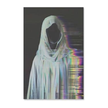 Imagem de HouLaiZhe Pôster de Halloween em tela de terror fantasma impressões de arte de parede decorações de Halloween decoração de parede estética gótica para sala de estar quarto 11 x 17 polegadas (28 x 43