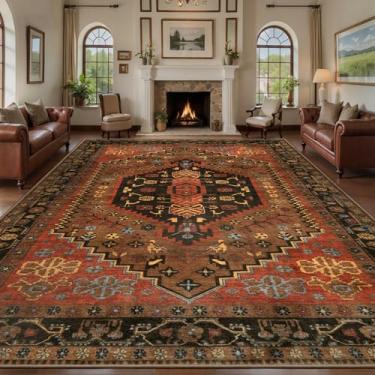 Imagem de Ciicool Tapete de área grande de 2,7 x 3,7 m, lavável e fino, tapete de cozinha vintage para entrada, quarto, cabeceira, sala de estar, cozinha, lavanderia, banheiro, decoração