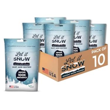 Imagem de Let it Snow Pó de neve instantânea | Feito nos EUA Premium Fake Snow | Ótimo para decorações de neve artificial de férias e geleca - Pacote com 10 - Faz 10 galões de neve
