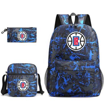 Imagem de Conjunto de mochilas: 3 peças para escola de basquete com bolsa de ombro e estojo para canetas