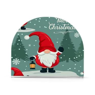Imagem de Qilmy Gnomos de Natal Suporte de guardanapo de acrílico, porta-guardanapos para mesas cozinha restaurante decoração de casa, suporte decorativo moderno para papel de jantar guardanapos de coquetel 19