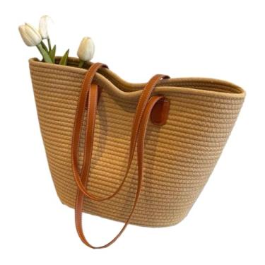 Imagem de Bolsa De Praia De Palha – Bolsa De Ombro De Grande Capacidade, Perfeita Para FéRias De Lazer E Moda De VerãO(caqui)