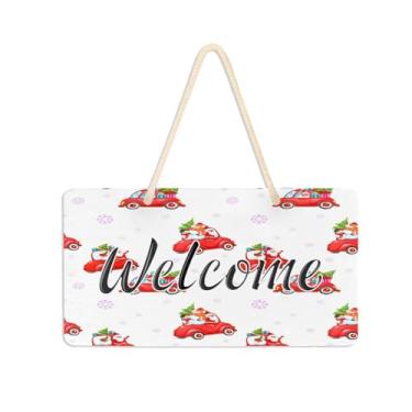 Imagem de Burbuja Placa de boas-vindas de carros de Natal para porta da frente, placa de boas-vindas de PVC para decoração de férias, 15 x 28 cm