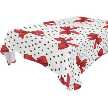 Imagem de Burbuja Toalha de mesa com laço, toalha de mesa retangular, anti-rugas, grossa para decoração de jantar, cozinha, festa, 152 x 228 cm