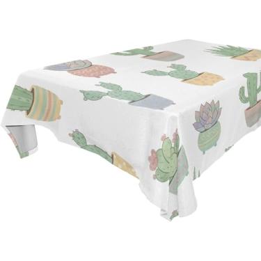 Imagem de Burbuja Toalha de mesa de cacto, toalha de mesa quadrada anti-rugas grossa para decoração de jantar, cozinha, festa, 152 x 152 cm