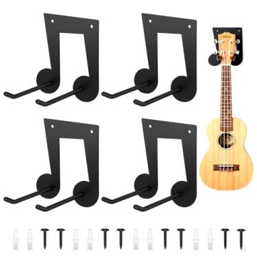 Imagem de Otoolling 4 peças de suporte de parede para guitarra ukulele suporte de metal ukulele suporte de parede preto violino baixo arco ganchos acessórios para casa