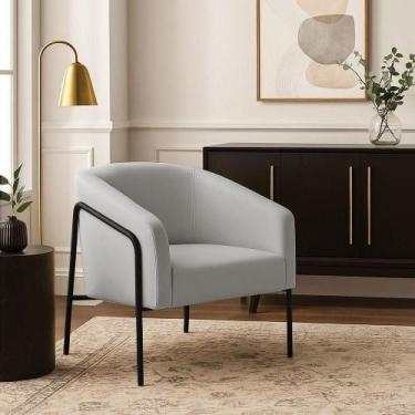 Imagem de Poltrona Sala Industrial Alta Preto Stella Suede Cinza D03 - D'rossi