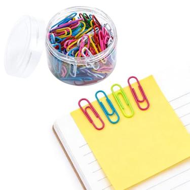Imagem de 200 clipes de papel coloridos, clipes de papel revestido, reutilizáveis para pastas de escola, escritório